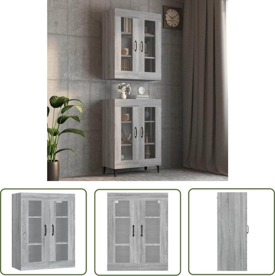 The Living Store Hangkast 69 5x34x90 cm grijs sonoma eikenkleurig Hangkast Houten Kast Badkamerkast Woonkamerkast Bergruimte