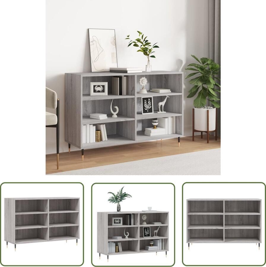 The Living Store Dressoir 103 5x35x70 cm bewerkt hout grijs sonoma eikenkleurig Dressoir Opbergkast Kast Salontafel Houten Dressoir - Foto 3
