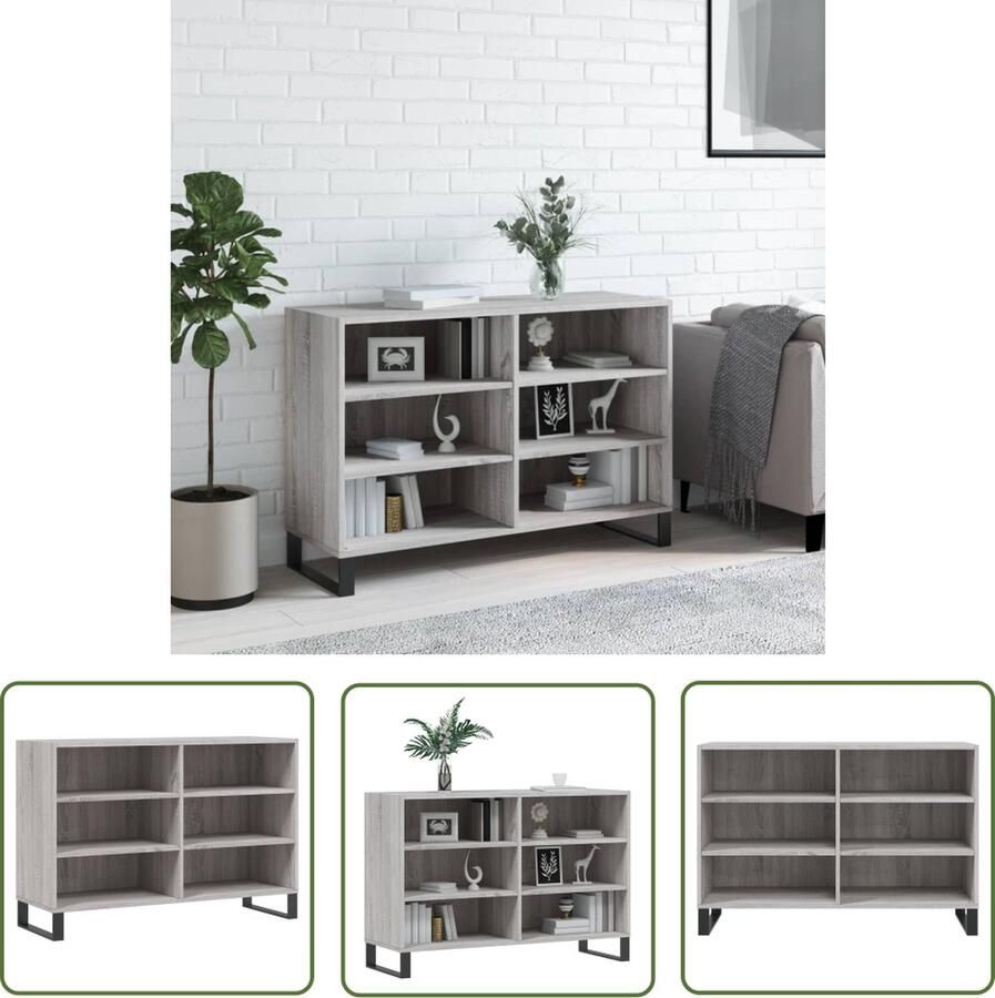 The Living Store Dressoir 103 5x35x70 cm bewerkt hout grijs sonoma eikenkleurig Dressoir Opbergkast Kast Salontafel Houten Dressoir - Foto 2