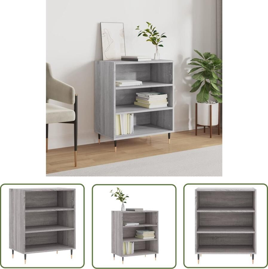 The Living Store Dressoir 57x35x70 cm bewerkt hout grijs sonoma eikenkleurig Dressoir Opbergkast Kast Salontafel Woonkamerinrichting