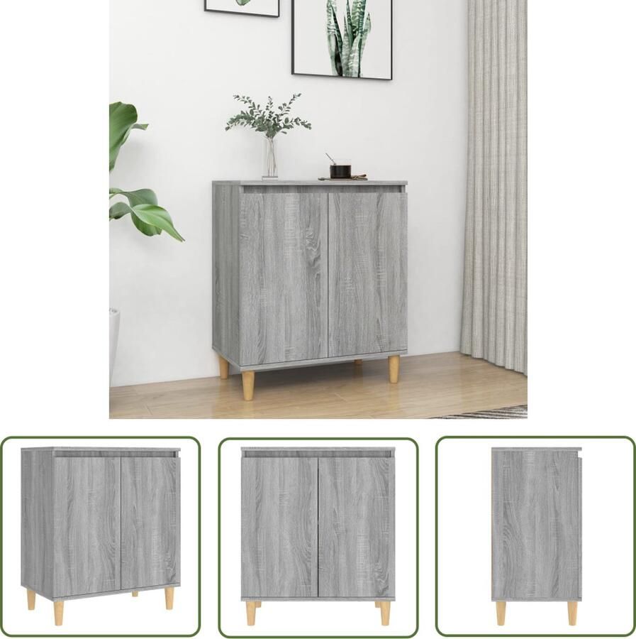 The Living Store Dressoir 60x35x70 cm bewerkt hout grijs sonoma eikenkleurig Dressoir Kast Houten Dressoir Grijze Dressoir Minimalistisch Dressoir