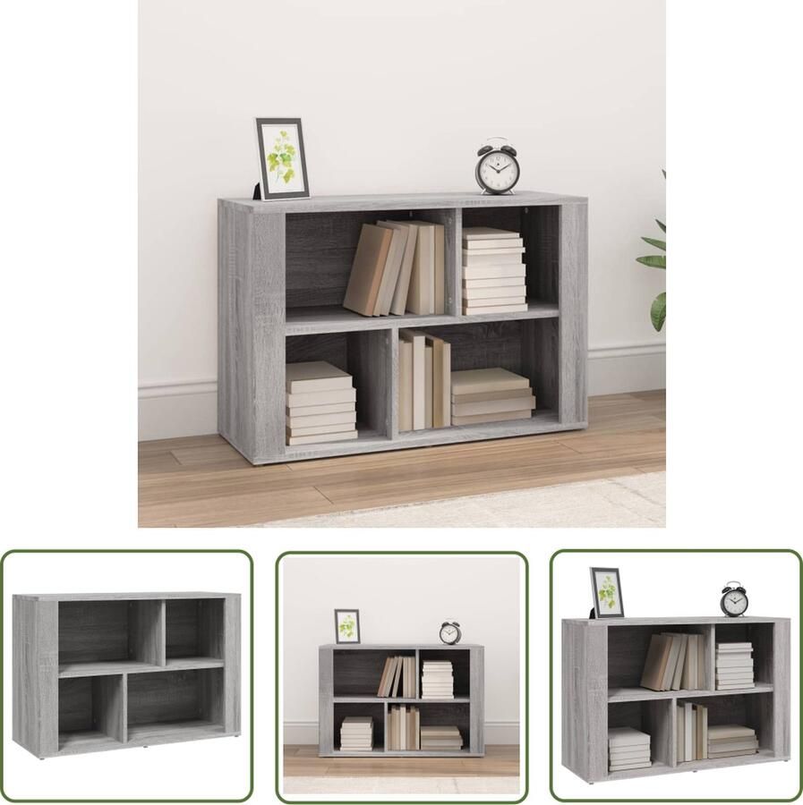 VidaXL Dressoir 80x30x54 cm bewerkt hout grijs sonoma eikenkleurig Dressoir Grijze Kast Houten Dressoir Sonoma Eiken Salontafel