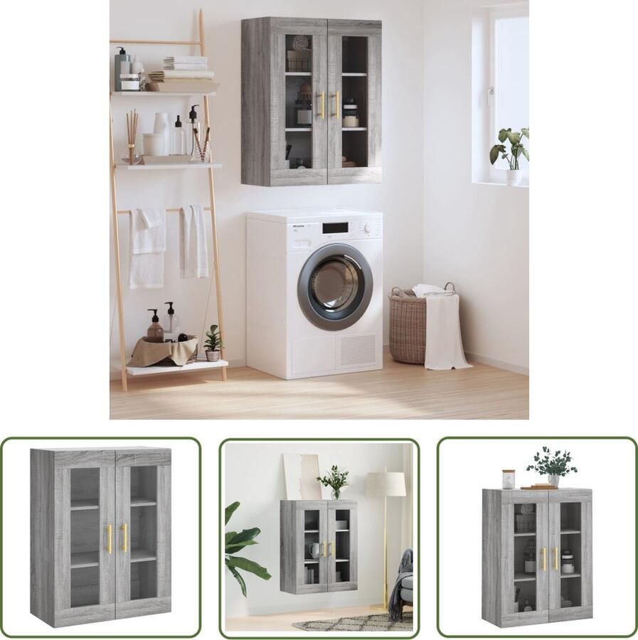 The Living Store Hangkast 69 5x34x90 cm grijs sonoma eikenkleurig Wandkast Hangkast Grijze Kast Houten Kast Badkamerkast - Foto 4