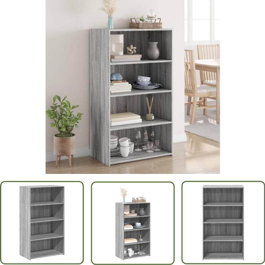 The Living Store Hoge kast 70x41x124 cm bewerkt hout grijs sonoma eikenkleurig Hoge Kast Houten Kast Grijze Kast Scandinavisch Design Opbergkast
