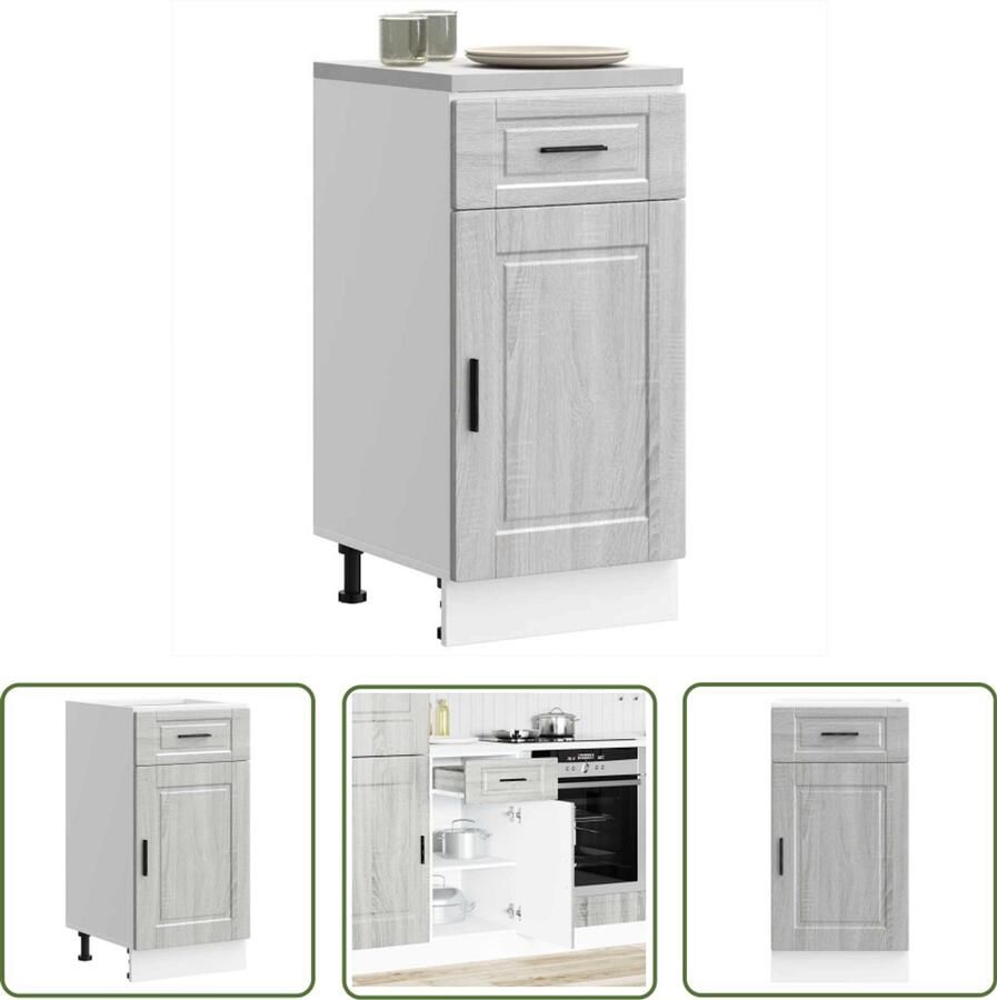 VidaXL Keuken onderkast Porto bewerkt hout grijs sonoma eiken Keuken Onderkasten Grijze Keuken Houten Keuken Keukenopslag Keukenontwerp