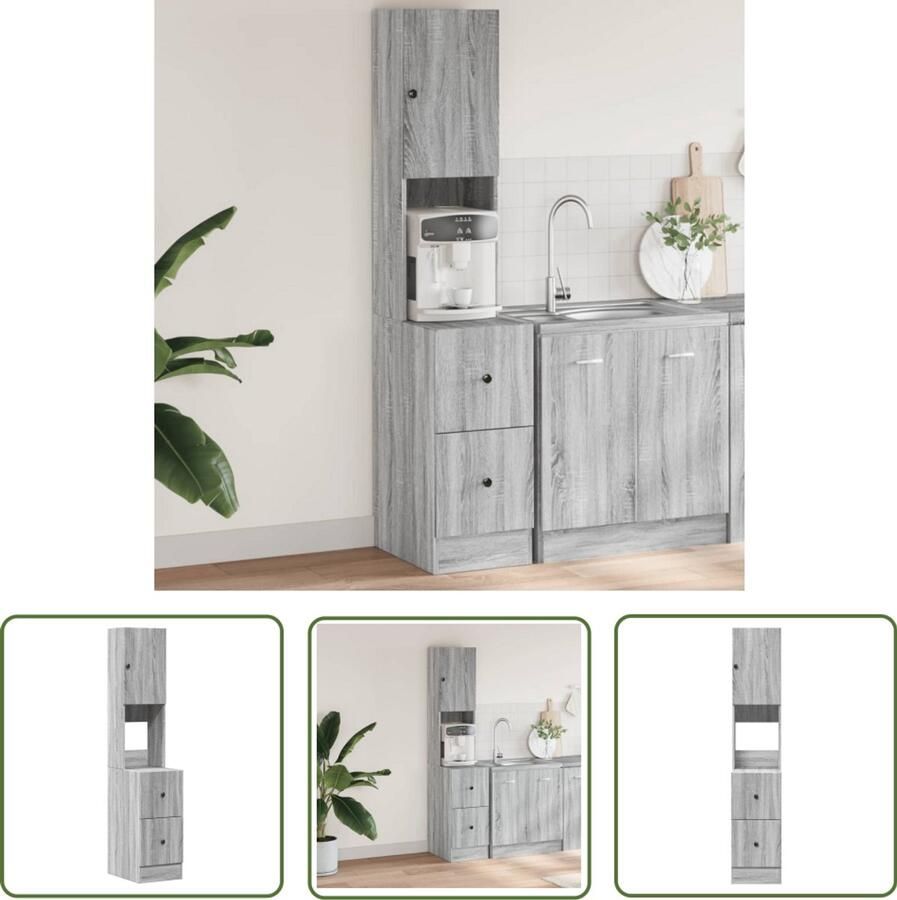 VidaXL Keukenkast 35x50x180 cm bewerkt hout grijs sonoma eiken Keukenkast Grijze Keukenkast Houten Keukenkast Bewerkt Hout Keukenuitrusting