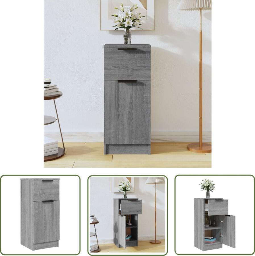 VidaXL Dressoir 30x30x70 cm bewerkt hout grijs sonoma eikenkleurig Dressoir Grijze Kleurstelling Houten Dressoir Compact Dressoir Salontafel