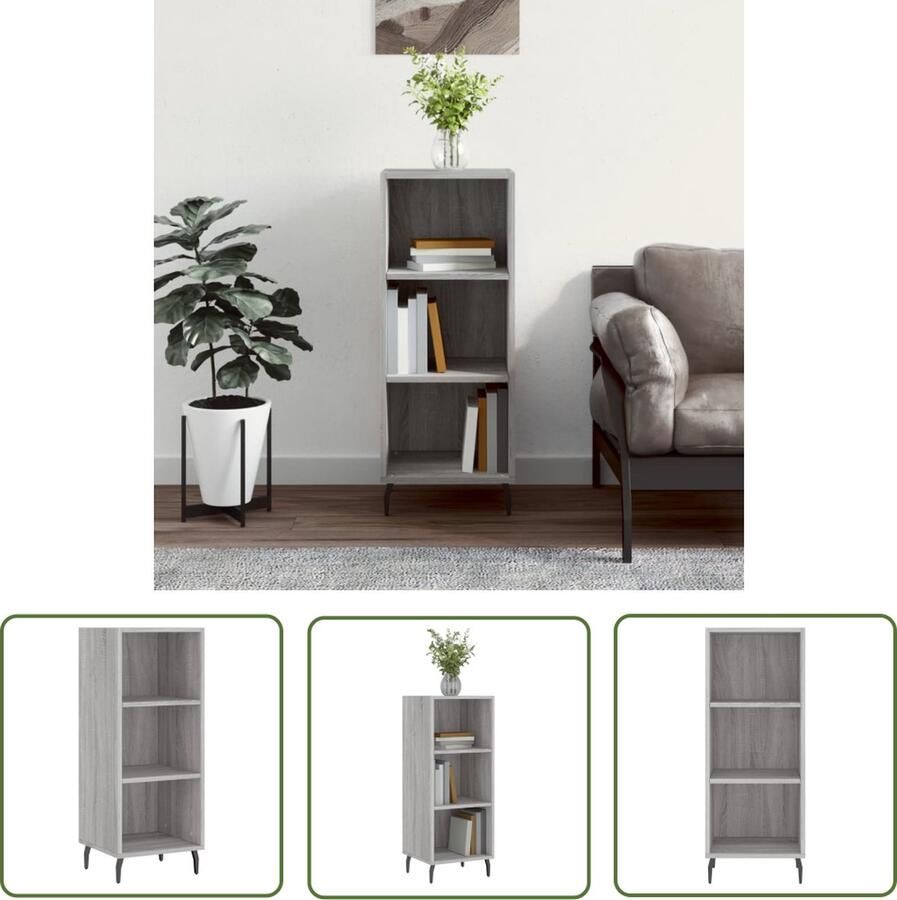 The Living Store Dressoir 34 5x32 5x90 cm bewerkt hout grijs sonoma eikenkleurig Dressoir Grijze Dressoirs Houten Dressoirs Vintage Dressoir Salontafel