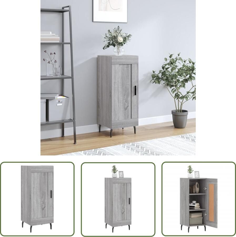 The Living Store Dressoir 34 5x34x90 cm bewerkt hout grijs sonoma eikenkleurig Dressoir Grijze Dressoirs Houten Dressoir Vintage Dressoir Salontafel - Foto 4