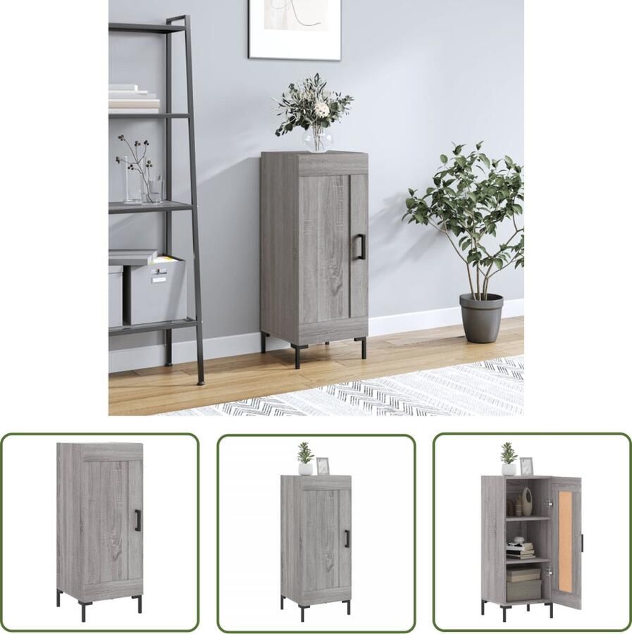 VidaXL Dressoir 34 5x34x90 cm bewerkt hout grijs sonoma eikenkleurig Dressoir Grijze Kleurstelling Houten Dressoir Vintage Dressoir Salontafel - Foto 3