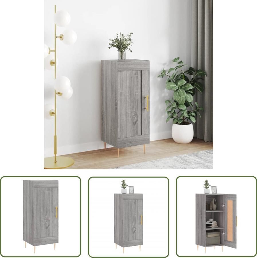 The Living Store Dressoir 34 5x34x90 cm bewerkt hout grijs sonoma eikenkleurig Dressoir Grijze Dressoirs Houten Dressoir Vintage Dressoir Salontafel - Foto 6