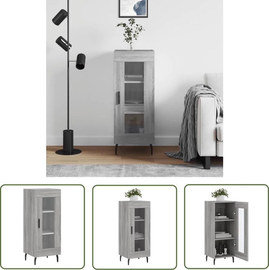 VidaXL Dressoir 34 5x34x90 cm bewerkt hout grijs sonoma eikenkleurig Dressoir Grijze Kleurstelling Houten Dressoir Vintage Dressoir Salontafel - Foto 2