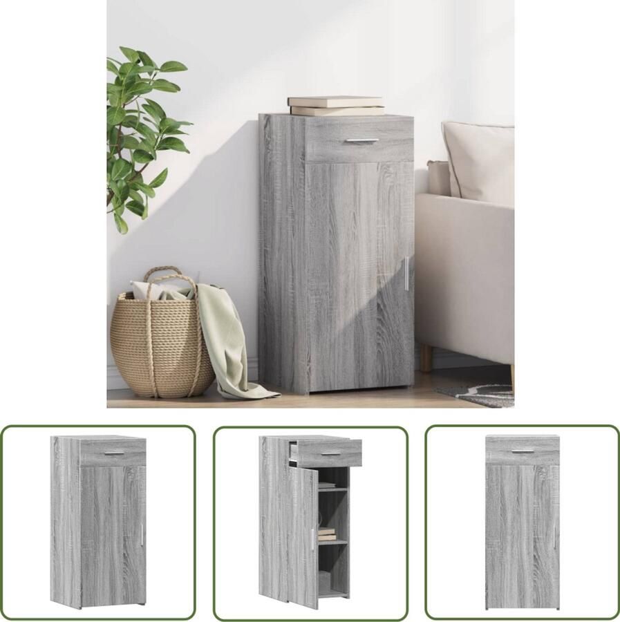 The Living Store Dressoir 40x42 5x93 cm bewerkt hout grijs sonoma eikenkleur Dressoir Houten Dressoir Grijze Dressoir Salontafel Opbergmeubel