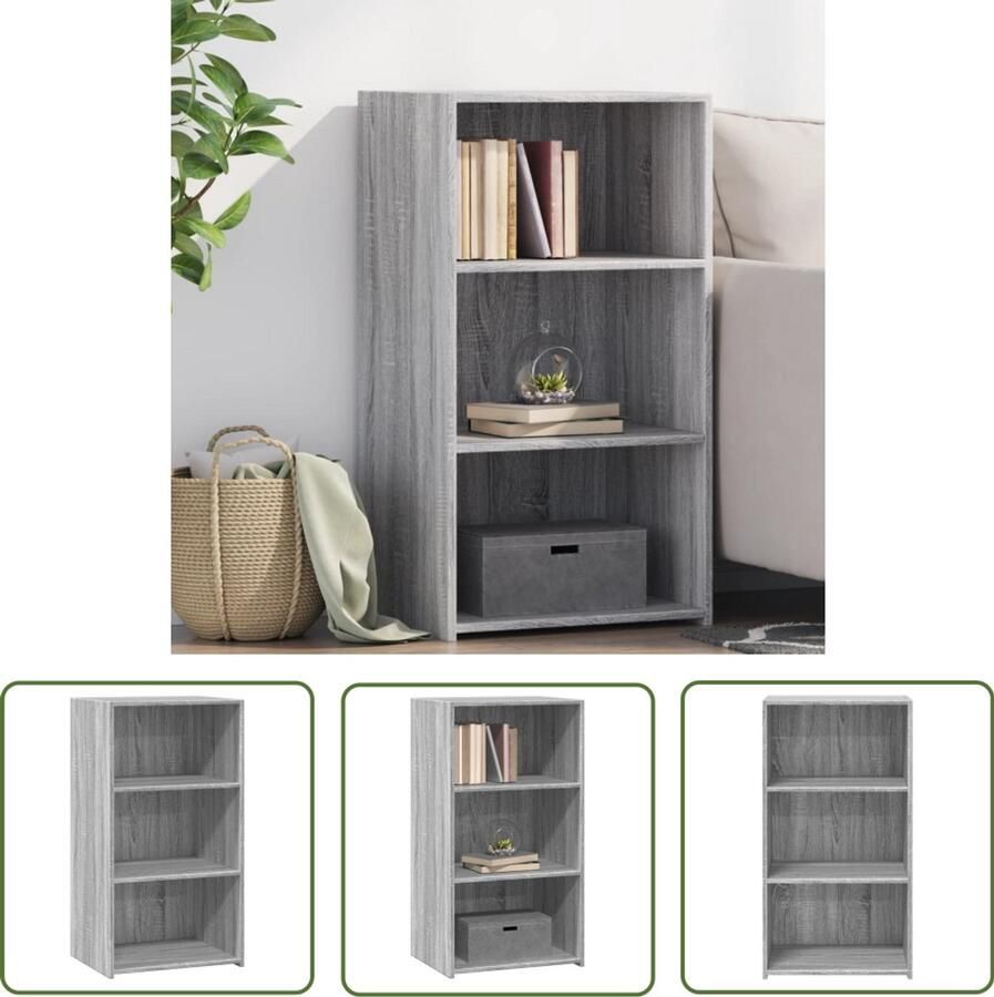 The Living Store Dressoir 50x41x93 cm bewerkt hout grijs sonoma eikenkleurig Dressoir Scandinavisch Design Houten Dressoir Grijze Dressoir Woonkamermeubilair