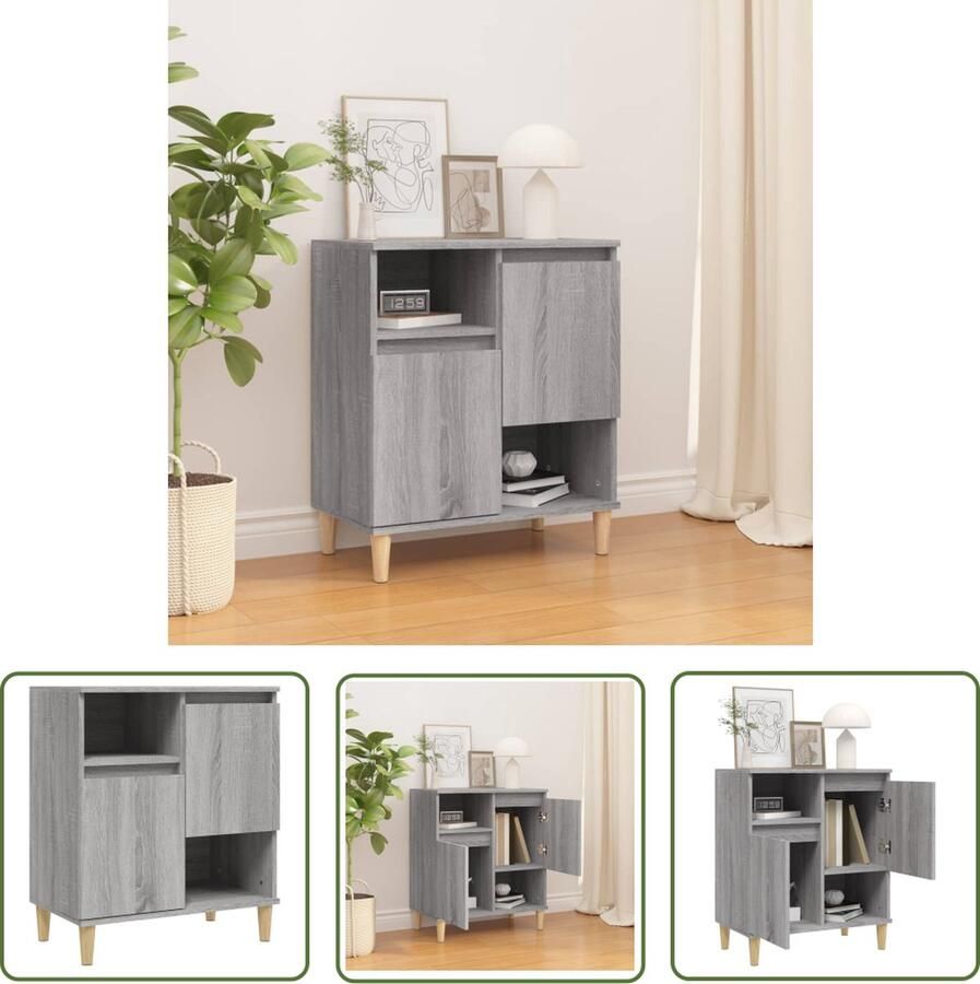The Living Store Dressoir 60x35x70 cm bewerkt hout grijs sonoma eikenkleurig Dressoir Salontafel Houten Dressoir Grijze Dressoir Landelijke Dressoir - Foto 4