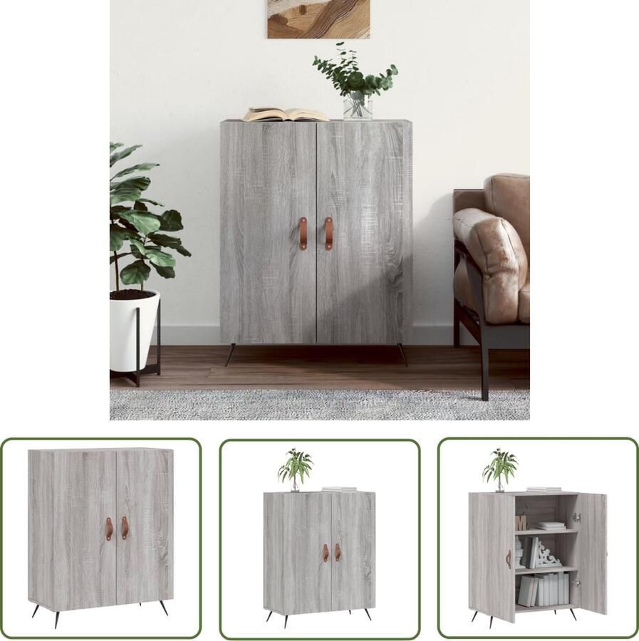 VidaXL Dressoir 69 5x34x90 cm bewerkt hout grijs sonoma eikenkleurig Dressoir Grijze Kleurstelling Houten Dressoir Vintage Dressoir Modern Dressoir