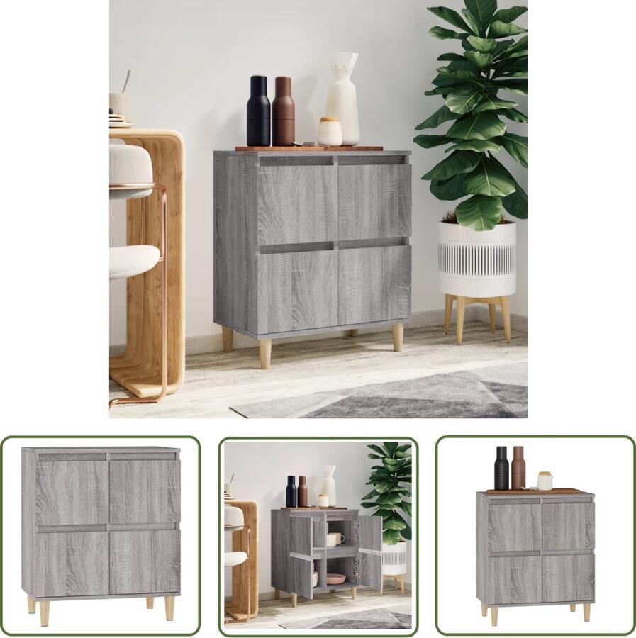 The Living Store Dressoir 60x35x70 cm bewerkt hout grijs sonoma eikenkleurig Dressoir Klassiek Dressoir Houten Dressoir Grijze Dressoirs Salontafel