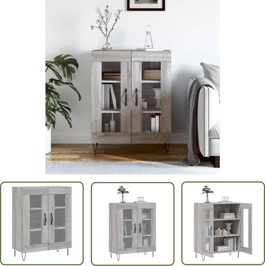VidaXL Grijze Kleurtint Dressoir 69 5x34x90 cm bewerkt hout grijs sonoma eikenkleurig Houten Dressoir Vintage Dressoir Salontafel