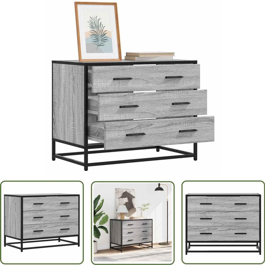 VidaXL Ladekast 70x41x56 cm bewerkt hout grijs sonoma eikenkleurig Ladekast Grijze Ladekast Houten Ladekast Opslagkast Woonkamer Meubel