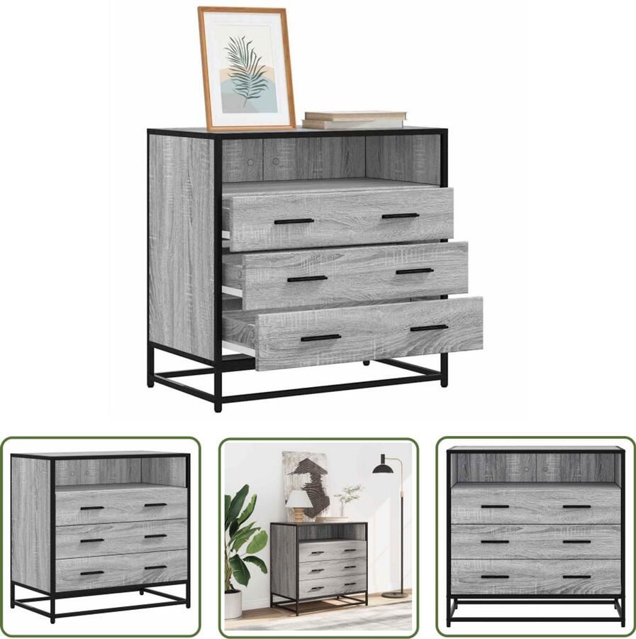 VidaXL Ladekast 70x41x70 cm bewerkt hout grijs sonoma eikenkleurig Ladekast Grijze Ladekast Houten Ladekast Opbergkast Salontafel