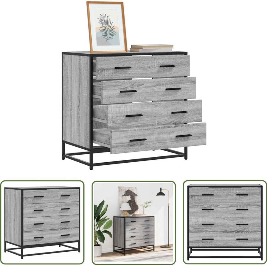 VidaXL Ladekast 70x41x70 cm bewerkt hout grijs sonoma eikenkleurig Ladekast Grijze Ladekast Houten Ladekast Opslagoplossing Bergruimte