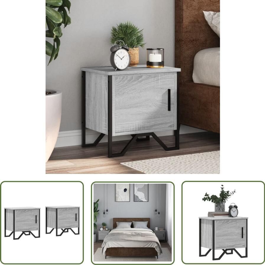 The Living Store Nachtkastjes 2 st 40x30x40 cm bewerkt hout grijs sonoma eiken Nachtkastjes Grijze Nachtkastjes Houten Nachtkastjes Slaapkamersdecoratie Salontafel