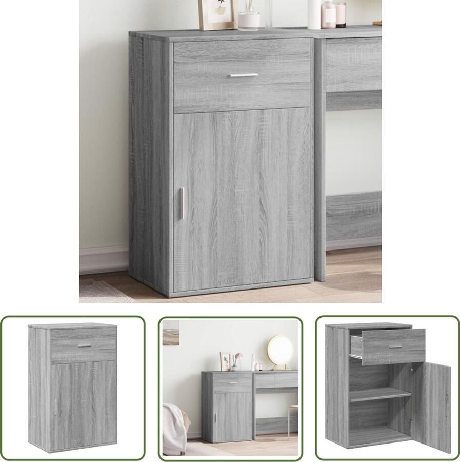 VidaXL Opbergkast 56 5x39x90 cm bewerkt hout grijs sonoma eikenkleurig Opbergkast Grijze Opbergkast Sonoma Eiken Houtskelet Tv Meubel