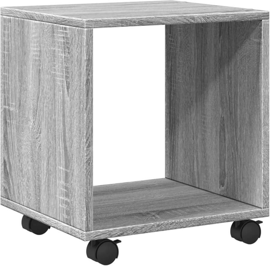 The Living Store Rolkast 37x33x42 5 cm bewerkt hout grijs sonoma eiken kleurig Rolkast Houten Kast Grijze Kast Opbergkast Multifunctioneel Meubel