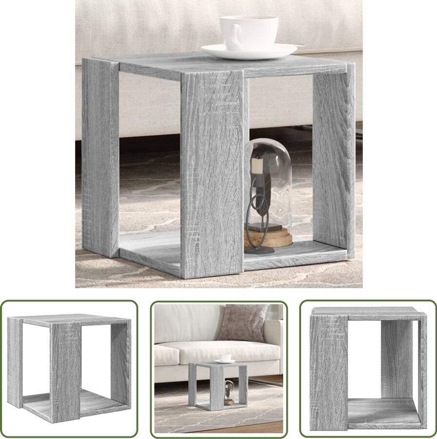 VidaXL Salontafel 32x32x30 cm bewerkt hout grijs sonoma eikenkleurig Salontafel Grijze Salontafel Houten Salontafel Compact Salontafel Bijzettafel