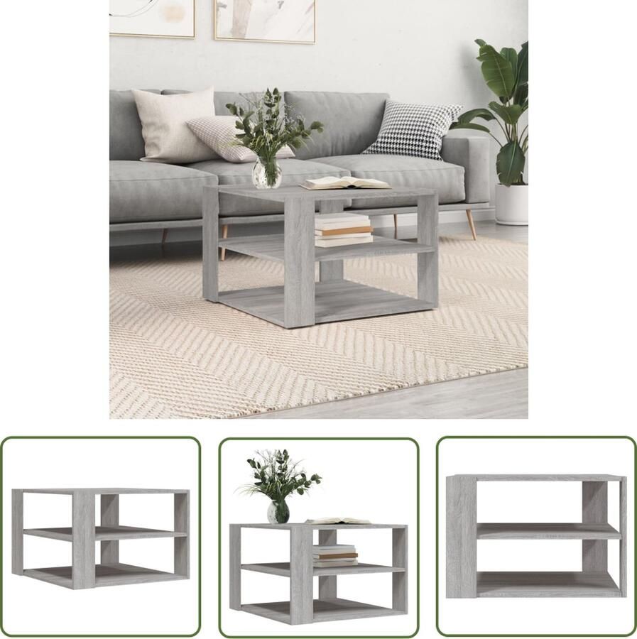 VidaXL Salontafel 59 5x59 5x40 cm bewerkt hout grijs sonoma Salontafel Grijze Salontafel Houten Salontafel Kleine Salontafel Compact Salontafel