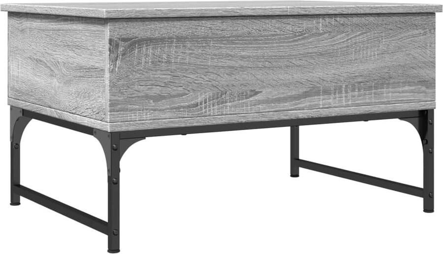 The Living Store Salontafel 70x50x40 cm bewerkt hout en metaal grijs sonoma Salontafel Lift Top Tafel Houten Salontafel Grijze Salontafel Eiken Salontafel