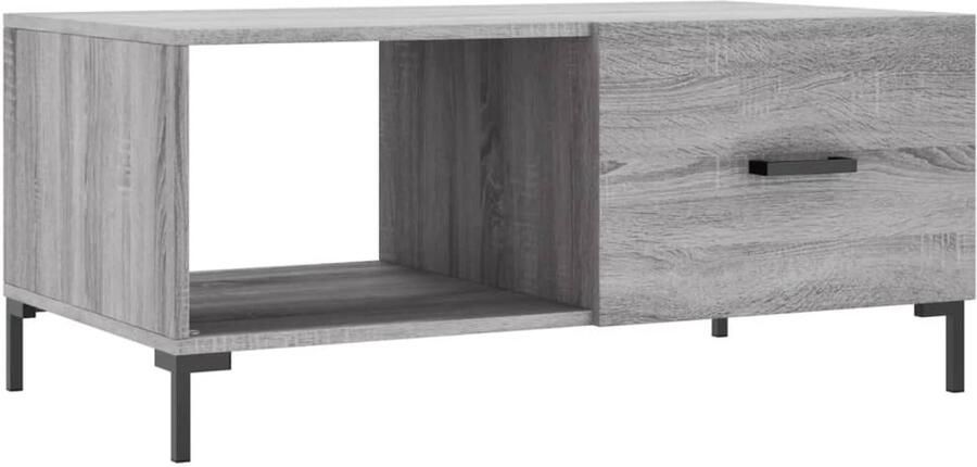 The Living Store Salontafel 90x50x40 cm bewerkt hout grijs sonoma eikenkleurig Salontafel Houten Salontafel Grijze Salontafel Tv Tafels Bijzettafels