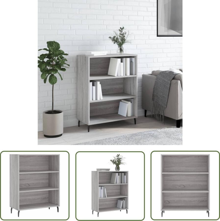 The Living Store Schappenkast 69 5x32 5x90 cm bewerkt hout grijs sonoma eiken Schappenkast Houten Kast Grijze Kast Salontafel Woonkamerinrichting