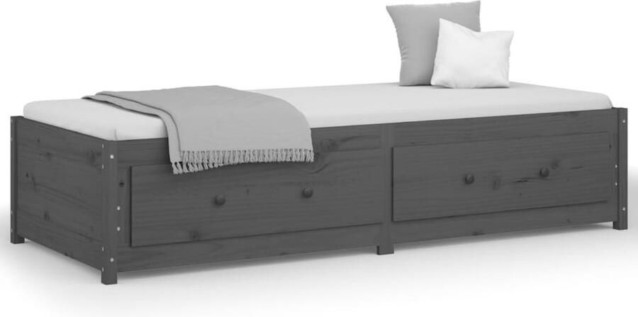 VidaXL Grijze Slaapbank 90x200 cm Massief Hout Slaapbank Sofa Bed Tweepersoonsbed Grenenhouten Bed Grijs Bed Compact Bed Stapelbare Bedden Opbergbed - Foto 2