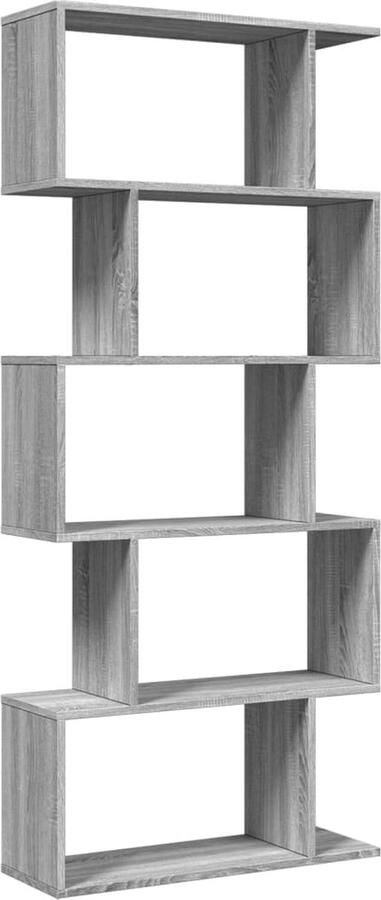 The Living Store Kamerscherm boekenkast 5-laags 70x24x161 cm hout grijs sonoma Boekenkast Kamerscherm Houten Boekenkast Grijze Boekenkast Opbergkast - Foto 3