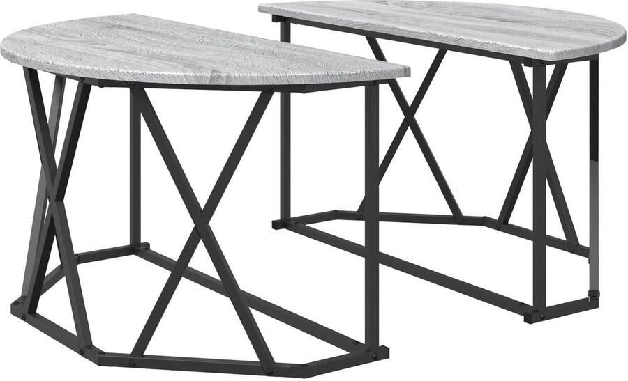 VidaXL Grijze Sonoma Salontafel 80x80x42 cm Gemaakt van Engineered Wood - Foto 2