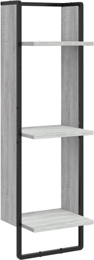 VidaXL Wandrek 3-laags 30x25x100 cm bewerkt hout grijs sonoma eiken Wandschap Wandschappen Wandplank Wandrek