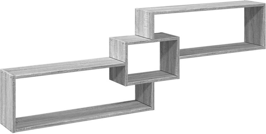 The Living Store Wandkast 158x18x53 cm bewerkt hout grijs sonoma eikenkleurig Wandkast Houten Kast Grijze Kast Opslagoplossing Minimalistisch Design