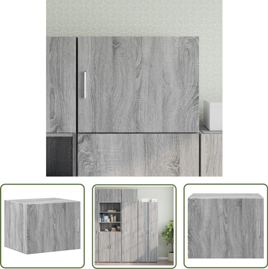 The Living Store Wandkast 50x42 5x40 cm bewerkt hout grijs sonoma Hangkast Houten Kast Wandkast Grijze Kast Salontafel