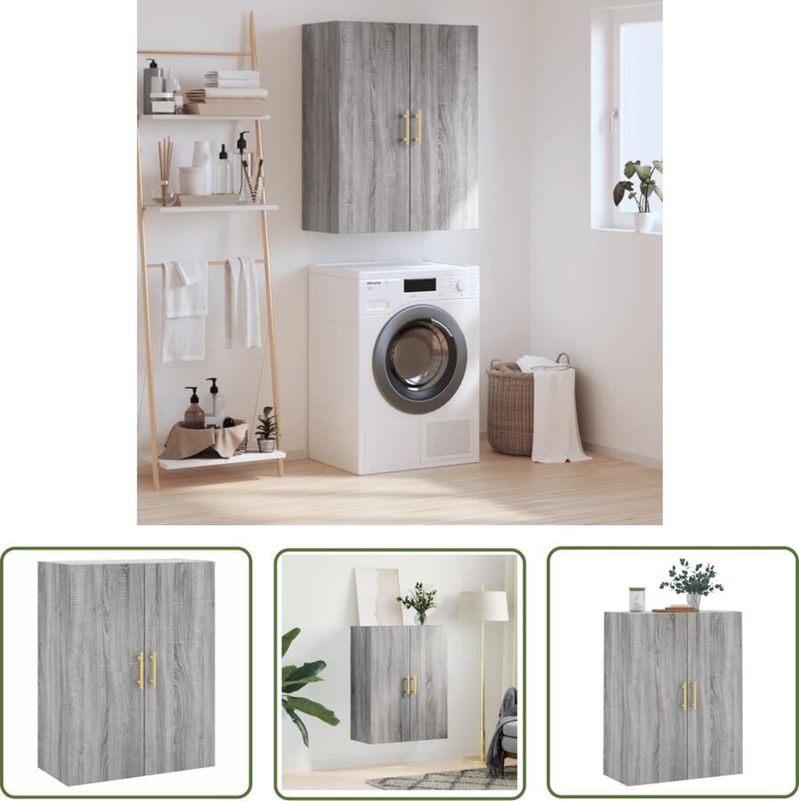VidaXL Wandkast 69 5x34x90 cm grijs sonoma eikenkleurig Wandkast Grijze Wandkast Houten Wandkast Sonoma Eiken Badkamerkast