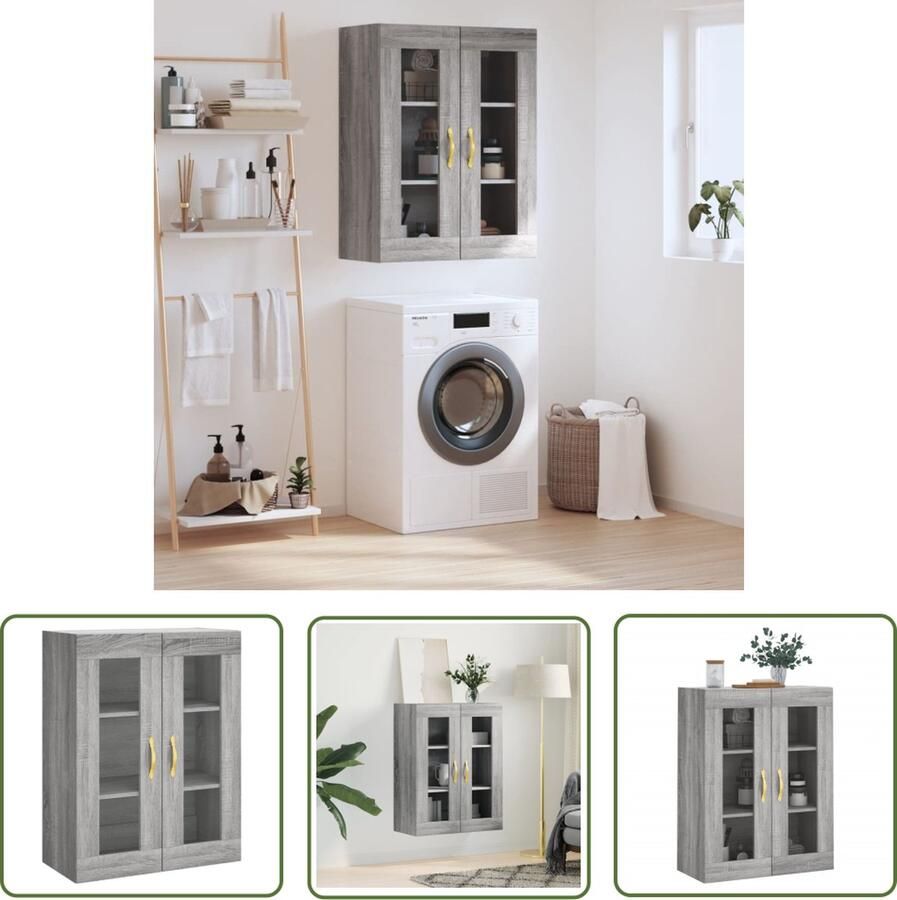 VidaXL Wandkast 69 5x34x90 cm grijs sonoma eikenkleurig Wandkast Grijze Wandkast Houten Wandkast Sonoma Eiken Opbergkast