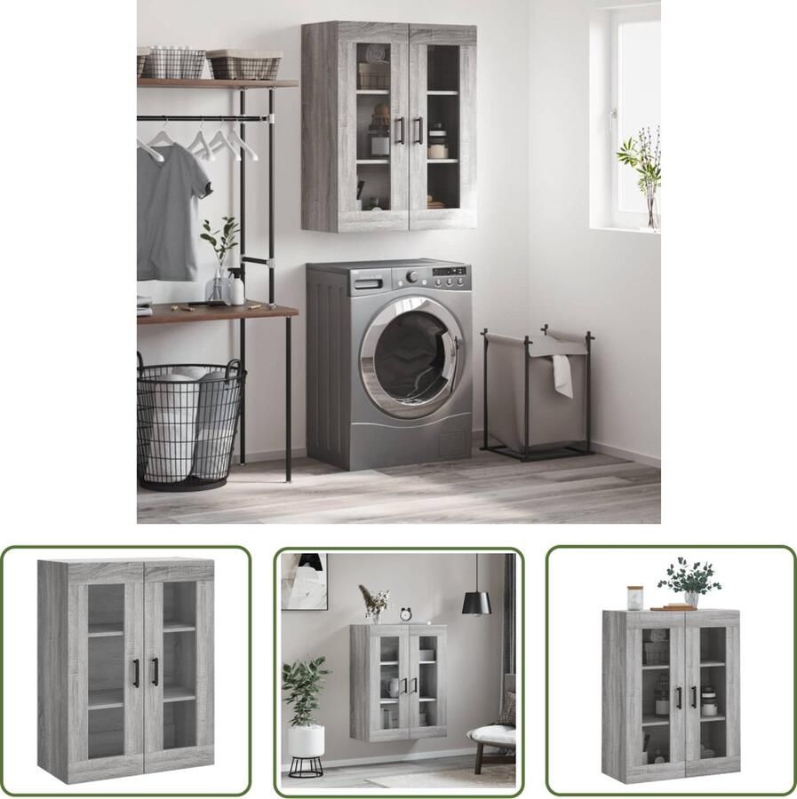 VidaXL Wandkast 69 5x34x90 cm grijs sonoma eikenkleurig Wandkast Grijze Wandkast Sonoma Eiken Houten Wandkast Opbergkast