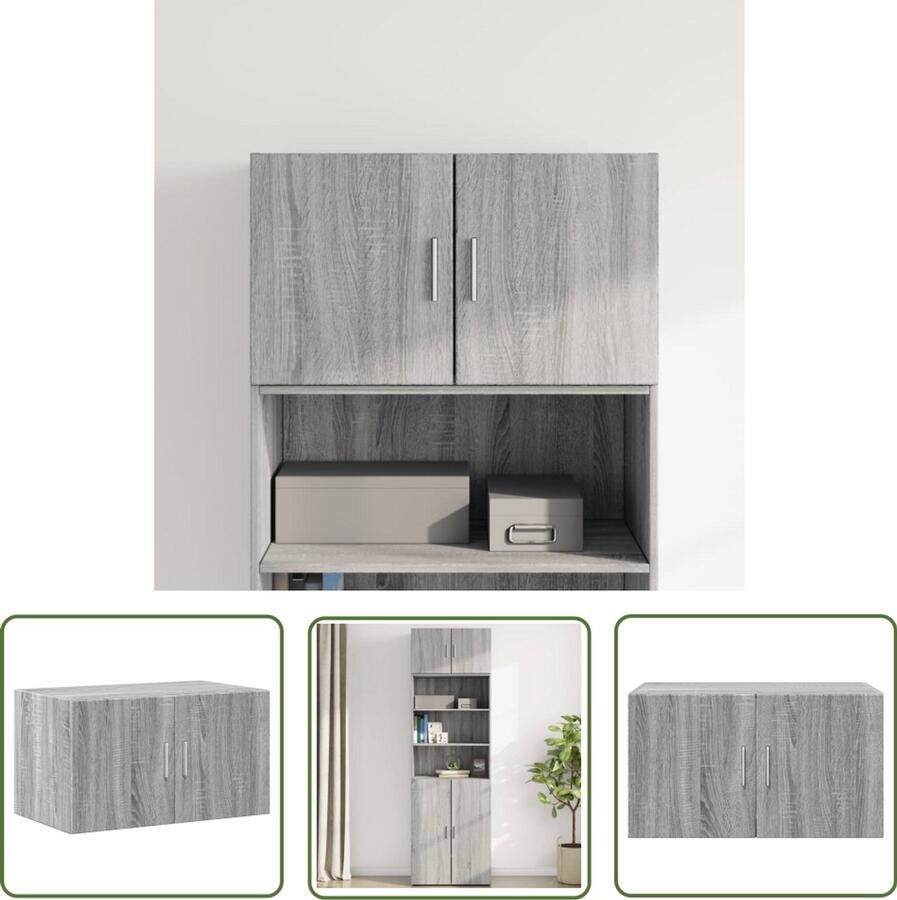 The Living Store Wandkast 70x42 5x40 cm bewerkt hout grijs sonoma Hangkast Houten Kast Badkamerkast Keukenkast Opslagoplossing