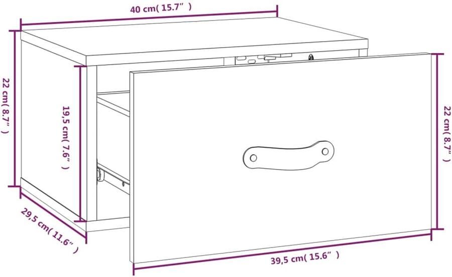 VidaXL Grijze Wandnachtkastjes Set van 2 Wandlamp Nachtkastje Grenoble Hout Houten Kast Slaapkamer Decoratie Minimalistische Meubels Compact Meubel Opbergvak - Foto 2