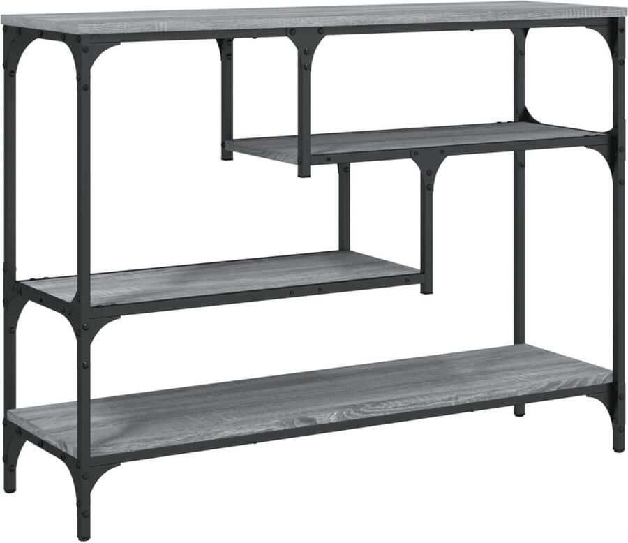 The Living Store Wandtafel 100x30x75 cm bewerkt hout grijs sonoma eikenkleurig Wandtafel Industrieel Houten Tafel Grijze Tafel Consoletafel