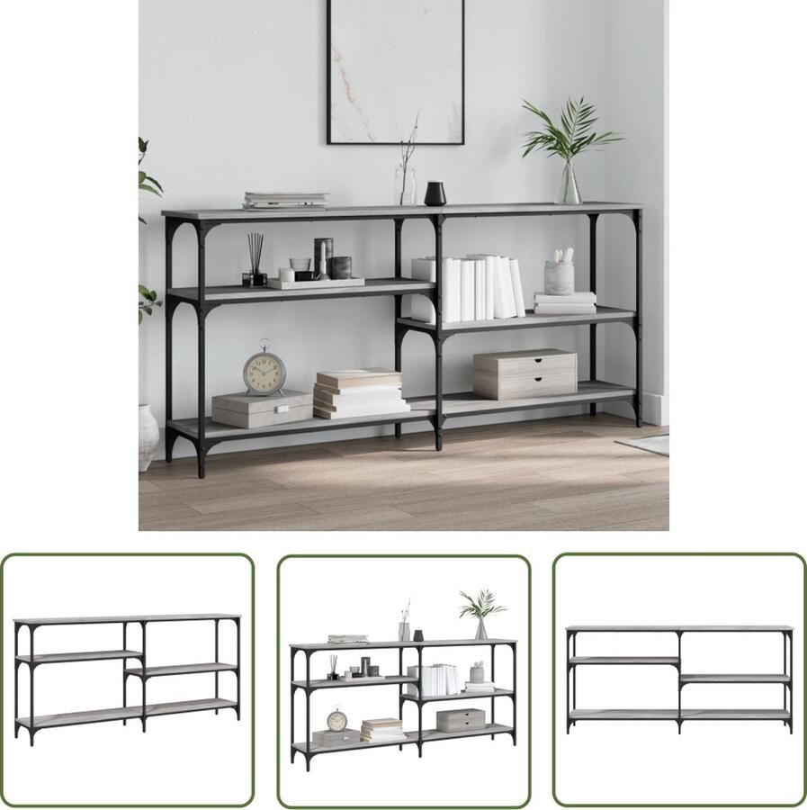 The Living Store Haltafel Grijs Sonoma Eiken 160 x 29 x 75 cm Duurzaam materiaal Wandtafel Grijze Wandtafel Houten Wandtafel Salontafel Entreetafel