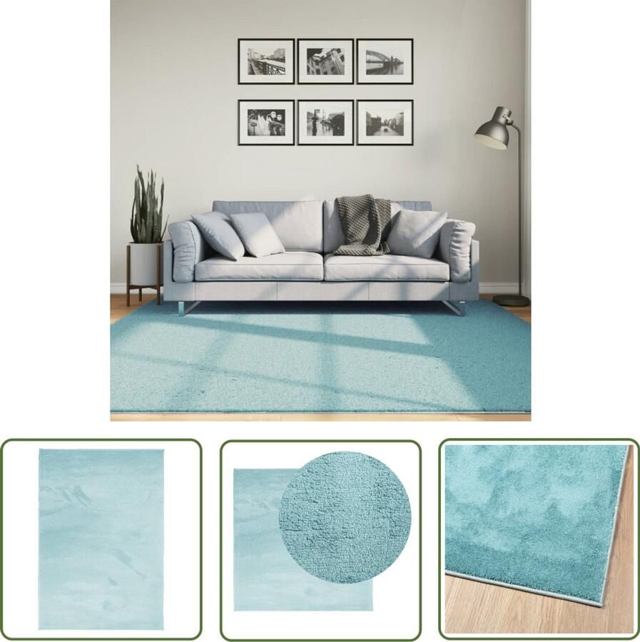 The Living Store Vloerkleed OVIEDO laagpolig 200x200 cm groen Vloerkleed Groen Vloerkleed Polyester Vloerkleed Modern Vloerkleed Zacht Vloerkleed