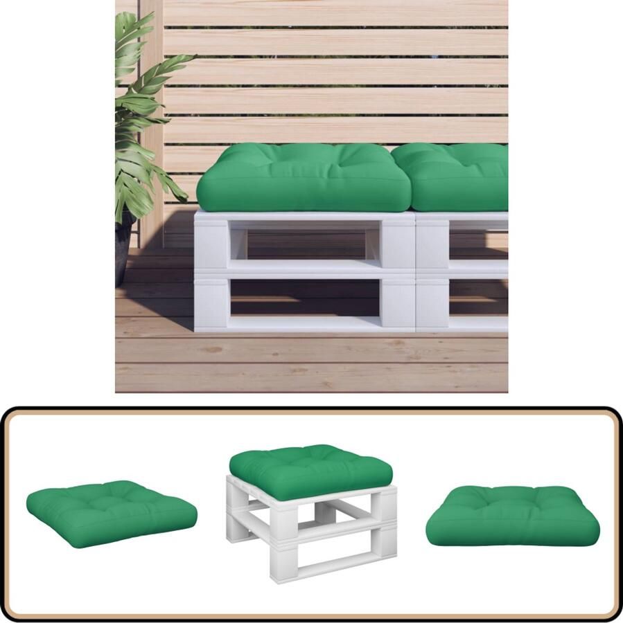 VidaXL Groene Palletkussen 58x58x10 cm Palletkussentjes Buitendecoratie Tuinkussens Lounge Set Accessoires Zitcomfort