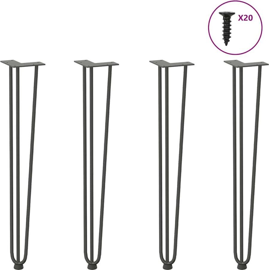 VidaXL Haarnadelpoten voor console tafel 4 st 72 cm massief staal antracietkleurig