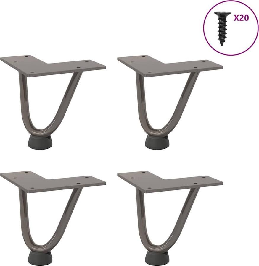 VidaXL Haarnadelpoten voor Salontafel 4 st 10 cm massief staal naturel